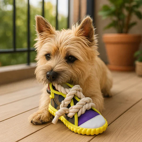 Stornfield Robust Dog Sneaker Toy with Rope and Squeaker