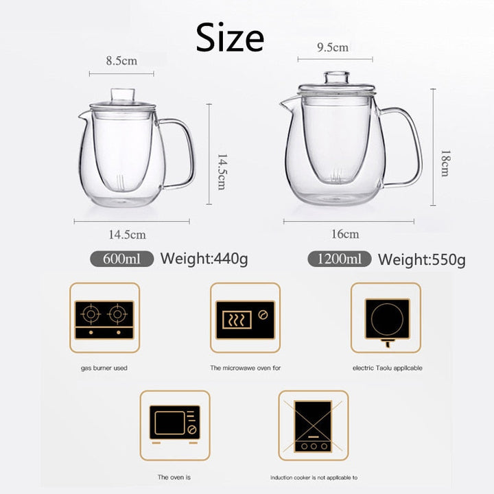 Teaware Glass Teapot for Stove Heat Resistant Explosion Tea Infuser | Stornfield