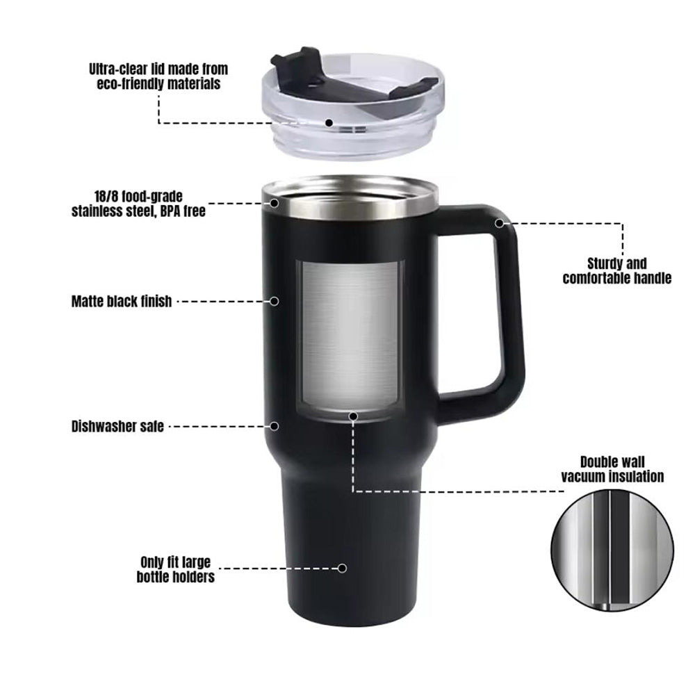 Tumbler Thermo mug 1200 ml with handle, lid and straw | Stornfield