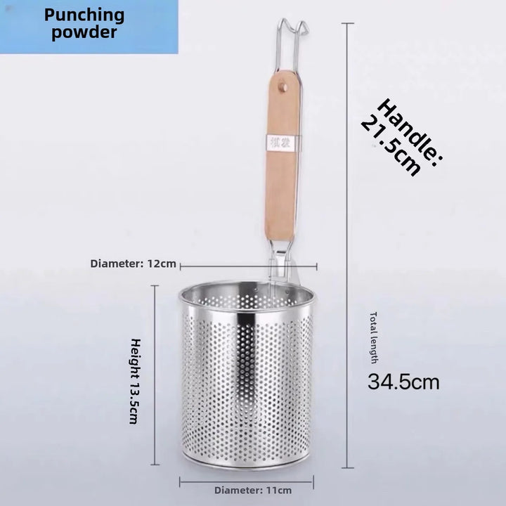 Thickened Stainless Steel Funnel Wooden Handle Pasta Basket Strainer | Stornfield