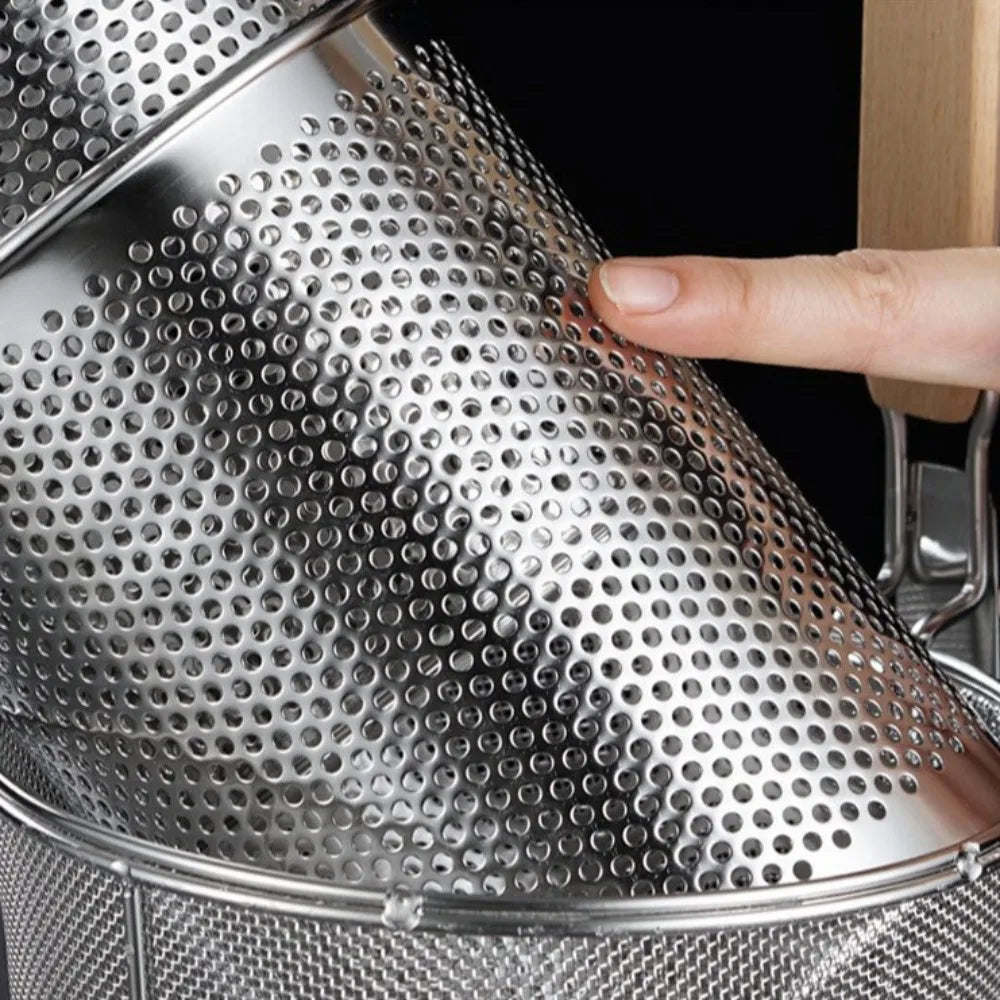 Thickened Stainless Steel Funnel Wooden Handle Pasta Basket Strainer | Stornfield