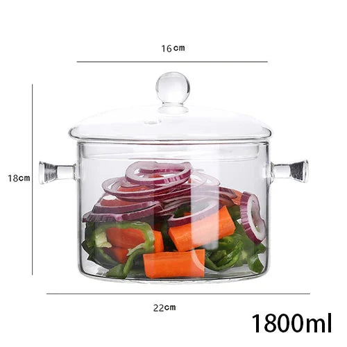 Transparent Glass Soup Pot Household Kitchen Cooking Saucepan Cookware | Stornfield