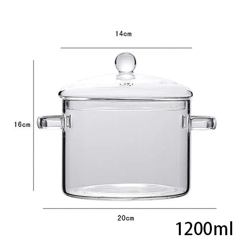 Transparent Glass Soup Pot Household Kitchen Cooking Saucepan Cookware | Stornfield