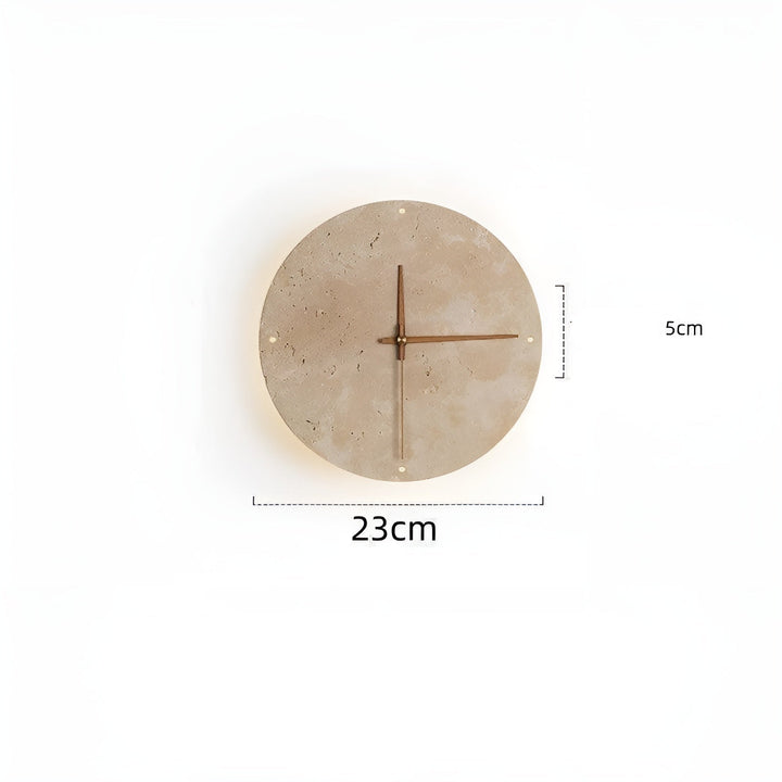 Travertine Wall Clock with LED Light – Minimalistic & Decorative | High-Quality Natural Stone Clock | Stornfield
