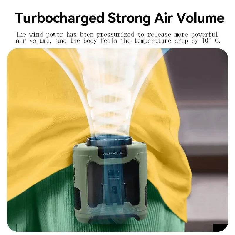 10000mAh Portable Outdoor Waist Fan – Hanging Neck & Strong Wind with Power Bank & LED Lighting | Stornfield