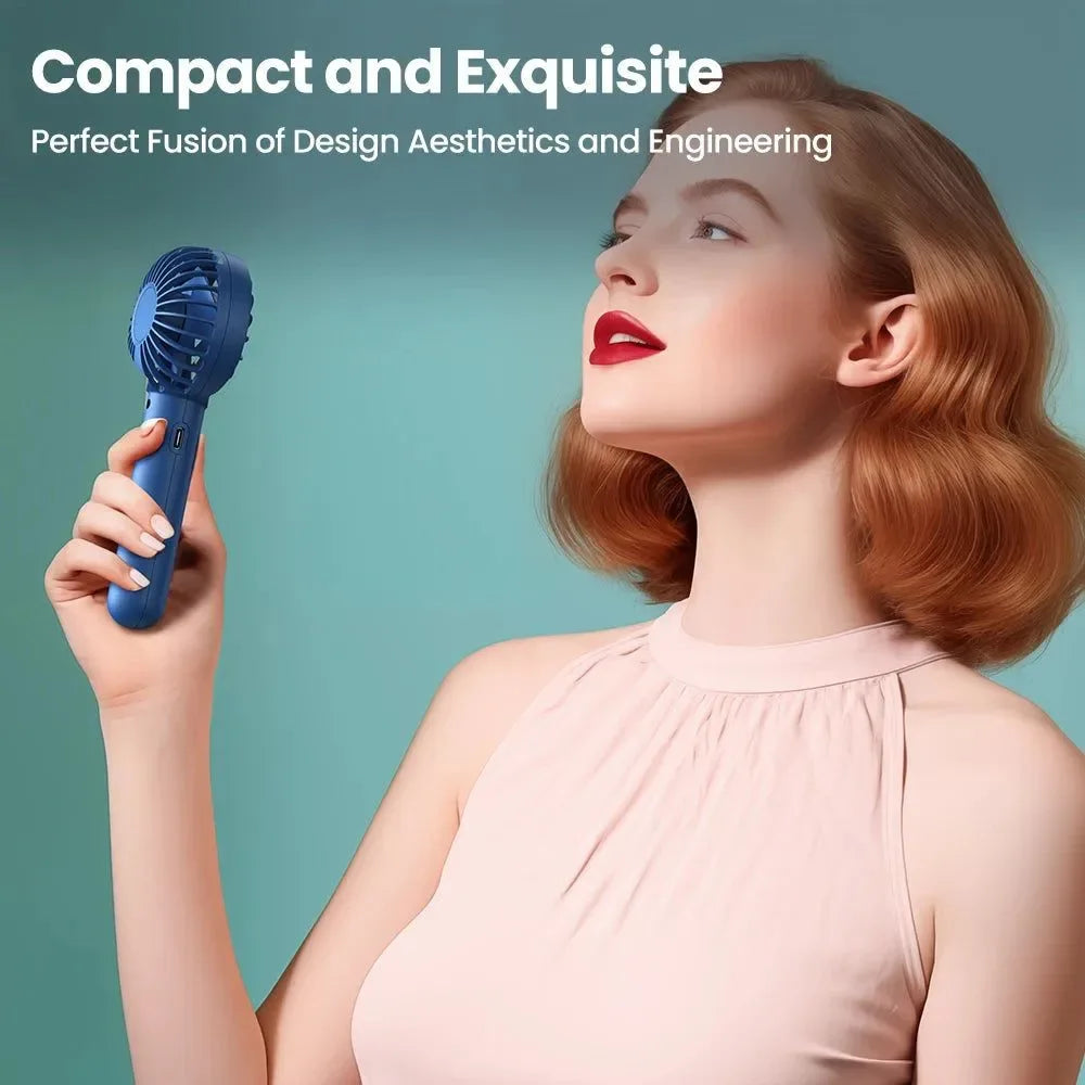 1800mAh Rechargeable Mini Portable Fan - USB Personal Handheld Electric Fan with 3 Speeds for Room, Camping, and Indoor Use | Stornfield