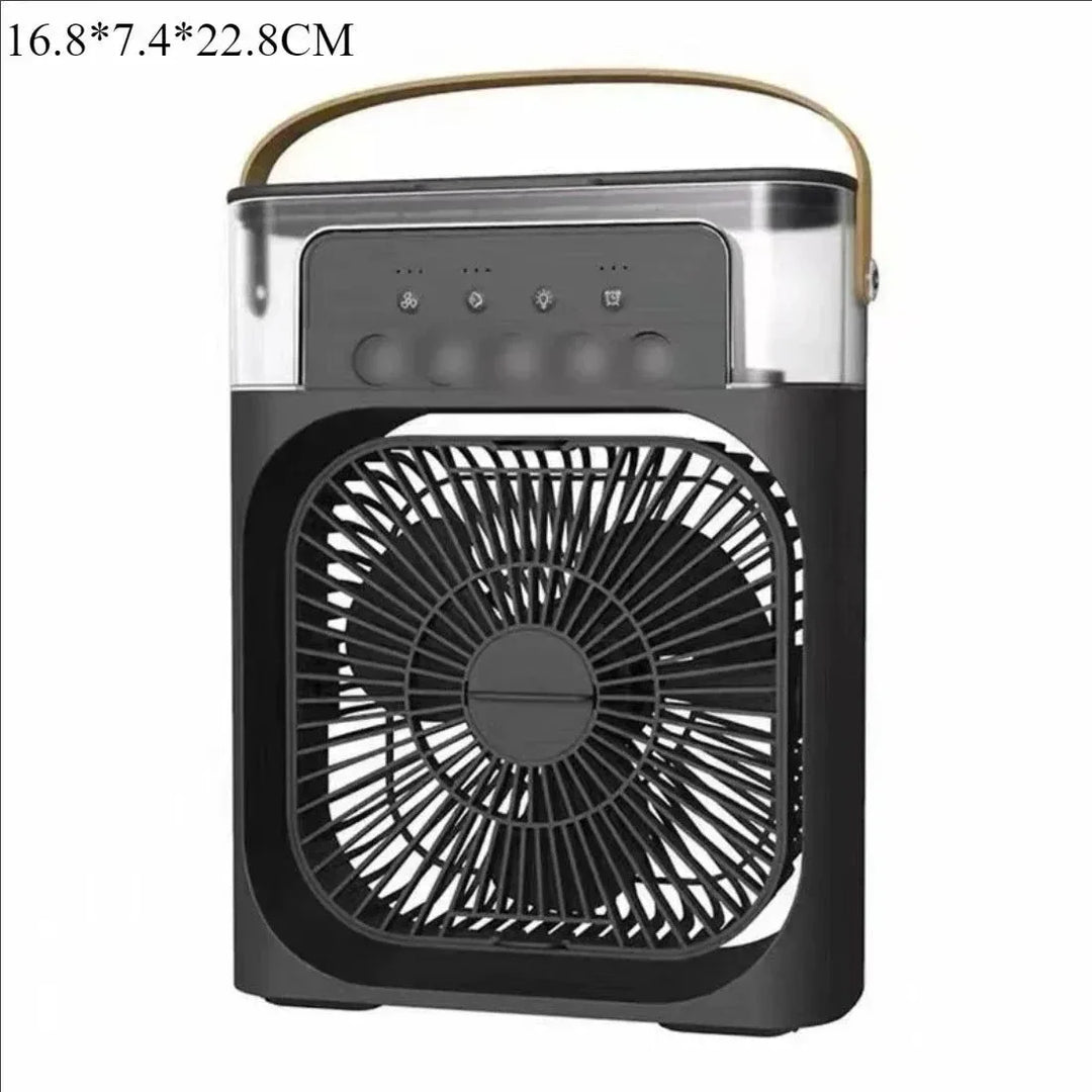 3-in-1 Portable Air Cooler with LED Lights – USB-Powered Desktop Fan, Humidifier & Night Light | Stornfield