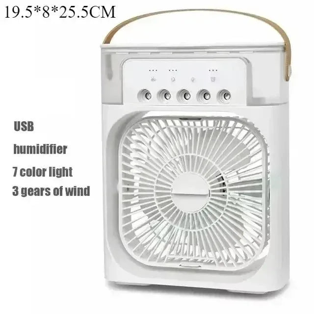 3-in-1 Portable Air Cooler with LED Lights – USB-Powered Desktop Fan, Humidifier & Night Light | Stornfield