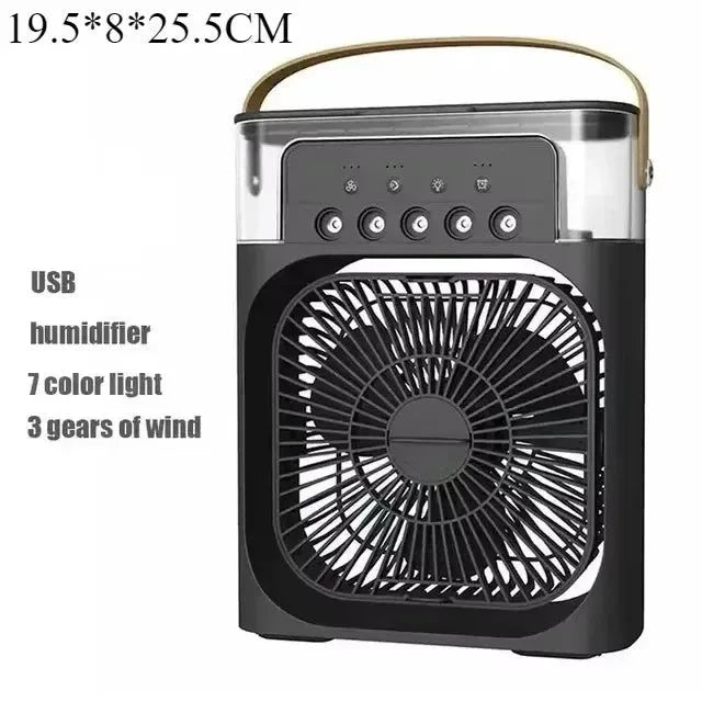 3-in-1 Portable Air Cooler with LED Lights – USB-Powered Desktop Fan, Humidifier & Night Light | Stornfield