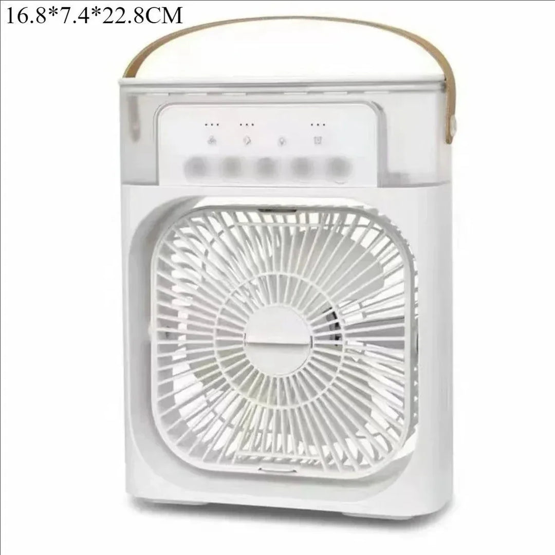 3-in-1 Portable Air Cooler with LED Lights – USB-Powered Desktop Fan, Humidifier & Night Light | Stornfield