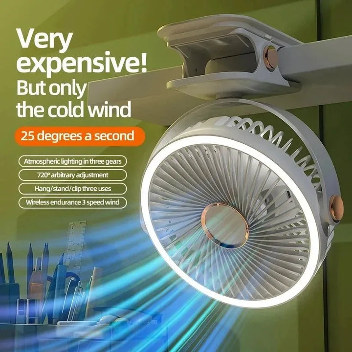 8000mAh Clip-on Fan 3 Speed Quiet Rechargeable Desktop Portable Air Circulator Wireless Fan | Stornfield