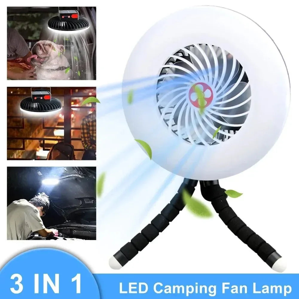 Multifunctional Camping Tool - TYPE-C/Solar Powered Charging LED Camping Light Fan | Stornfield