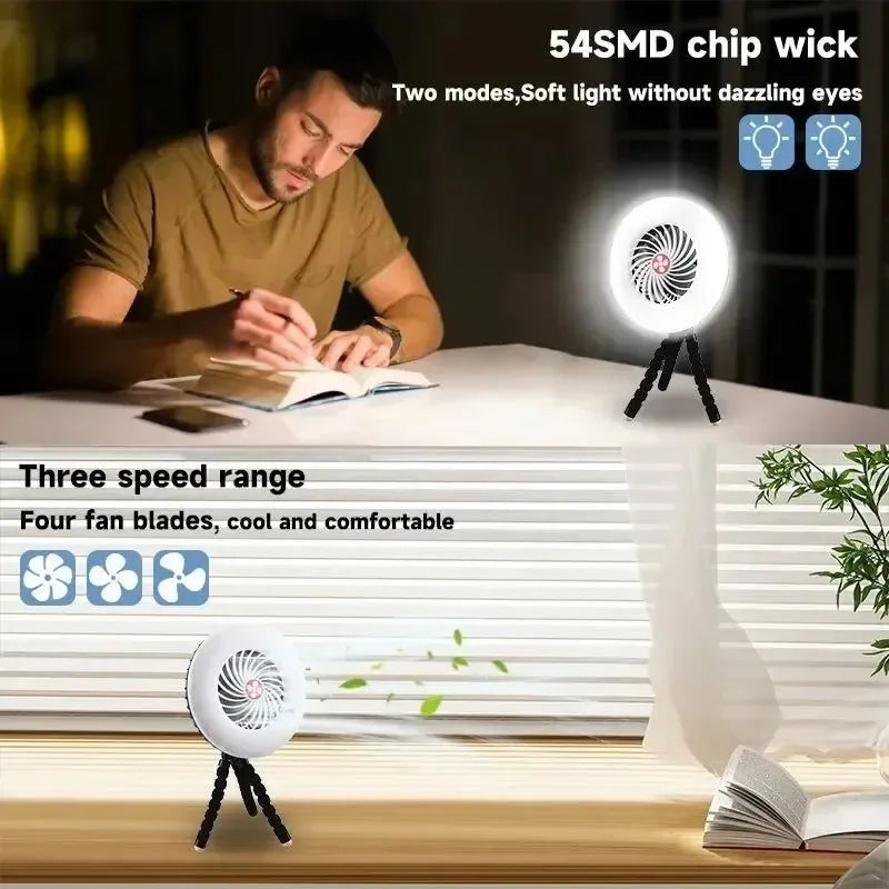 Multifunctional Camping Tool - TYPE-C/Solar Powered Charging LED Camping Light Fan | Stornfield