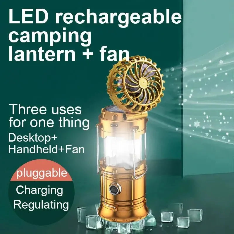Multifunctional Led Camping Light Rechargeable Camping Lamp Solar Power Charging Portable Fan Lantern Emergency Outdoor Lighting | Stornfield