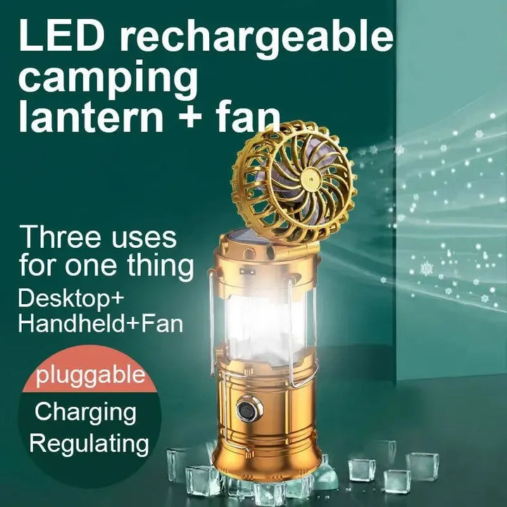 Multifunctional Led Camping Light Rechargeable Camping Lamp Solar Power Charging Portable Fan Lantern Emergency Outdoor Lighting | Stornfield