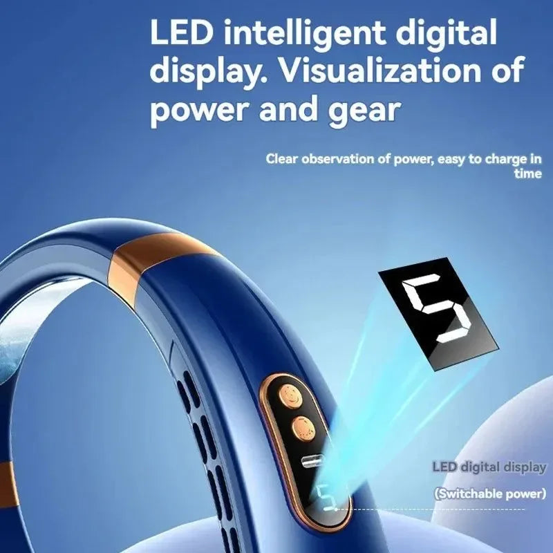 Portable Bladeless Halterneck Fan – USB Rechargeable, Silent, Hands-Free Cooling | Stornfield