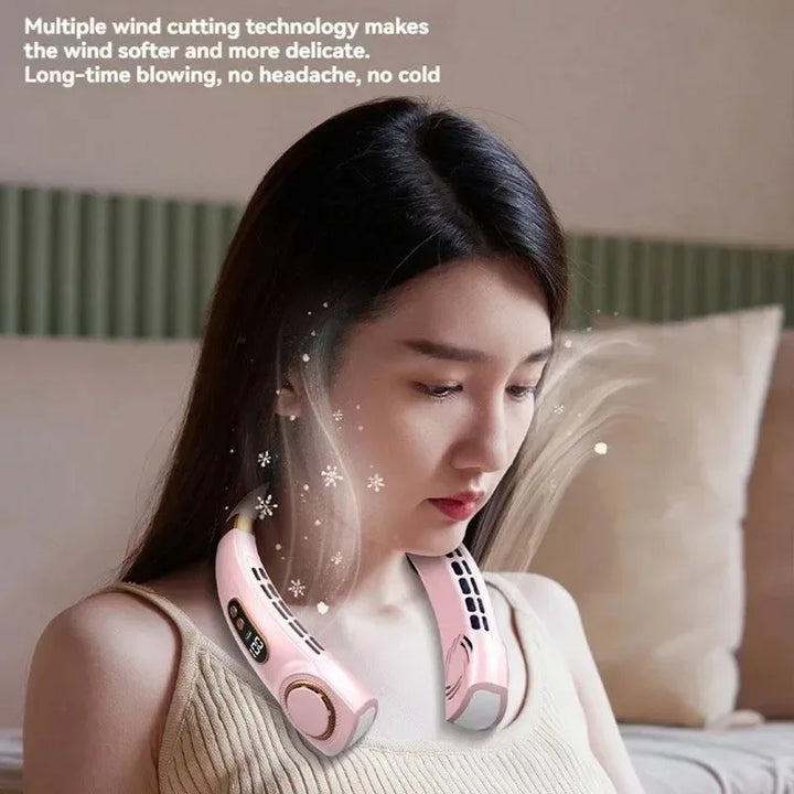 Portable Bladeless Halterneck Fan – USB Rechargeable, Silent, Hands-Free Cooling | Stornfield