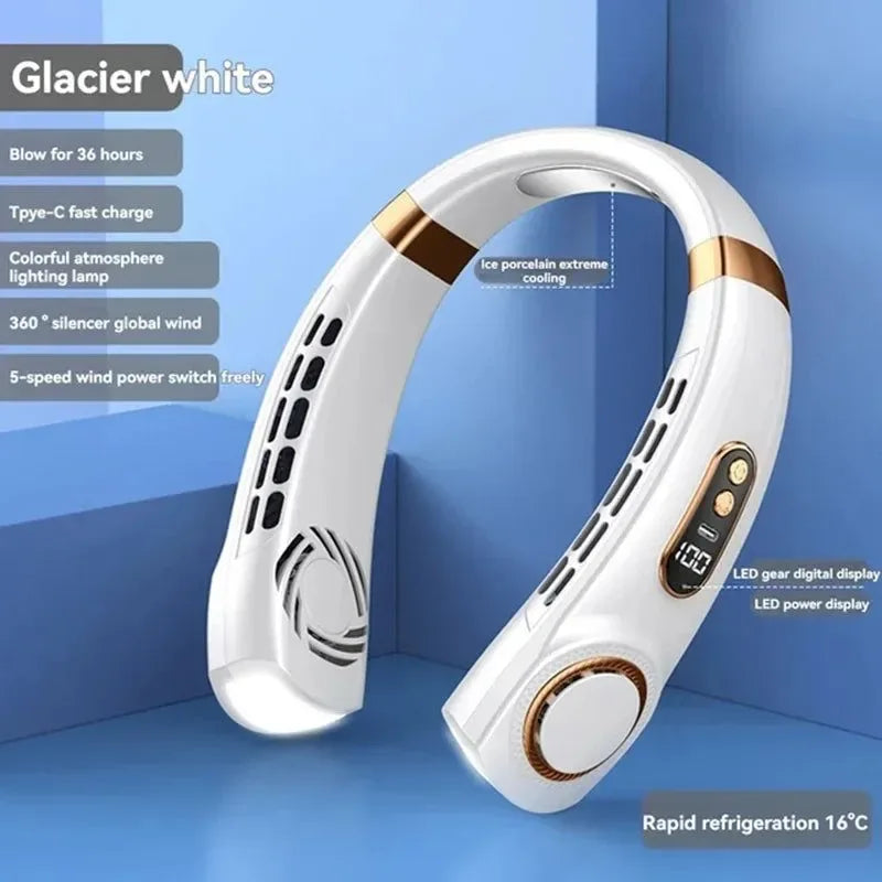 Portable Bladeless Halterneck Fan – USB Rechargeable, Silent, Hands-Free Cooling | Stornfield