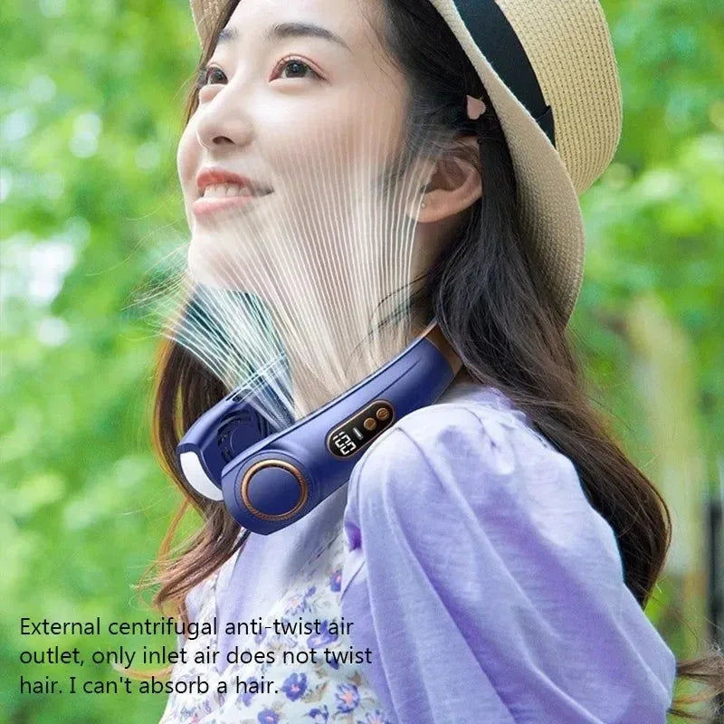 Portable Bladeless Halterneck Fan – USB Rechargeable, Silent, Hands-Free Cooling | Stornfield
