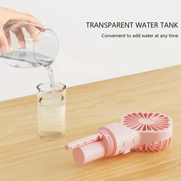 Portable Rechargeable Handheld Misting Fan - Battery Operated USB Mini Air Conditioner for Travel and Outdoor Use | Stornfield