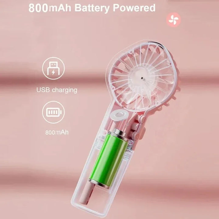 Portable Rechargeable Handheld Misting Fan - Battery Operated USB Mini Air Conditioner for Travel and Outdoor Use | Stornfield