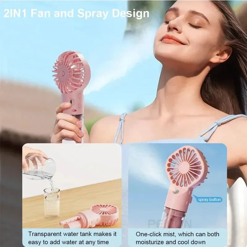 Portable Rechargeable Handheld Misting Fan - Battery Operated USB Mini Air Conditioner for Travel and Outdoor Use | Stornfield
