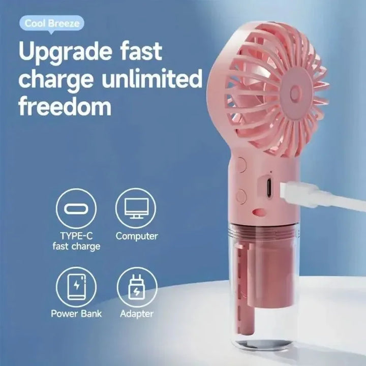 Portable Rechargeable Handheld Misting Fan - Battery Operated USB Mini Air Conditioner for Travel and Outdoor Use | Stornfield