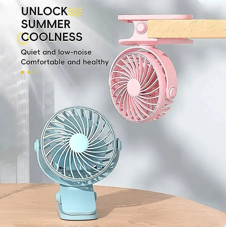 Rechargeable 720° Rotating Clip Fan with Nightlight – Portable & Versatile Cooling Solution | Stornfield