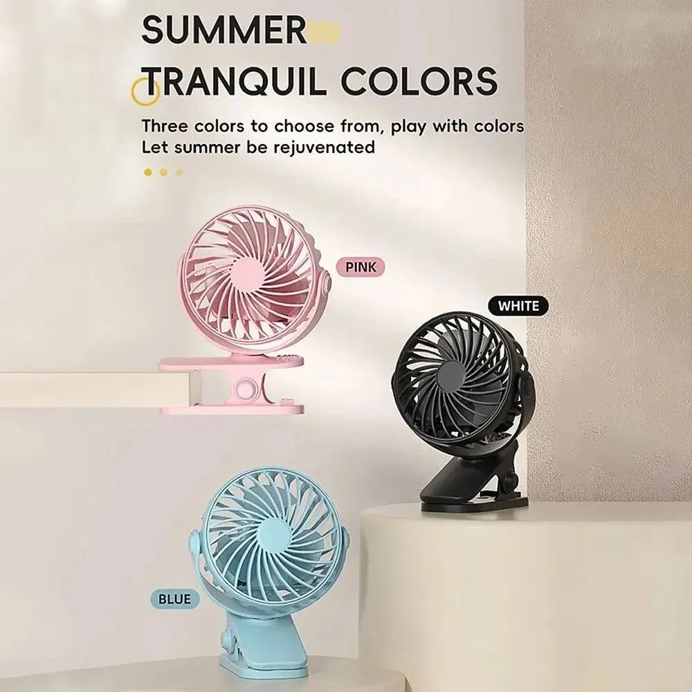 Rechargeable 720° Rotating Clip Fan with Nightlight – Portable & Versatile Cooling Solution | Stornfield