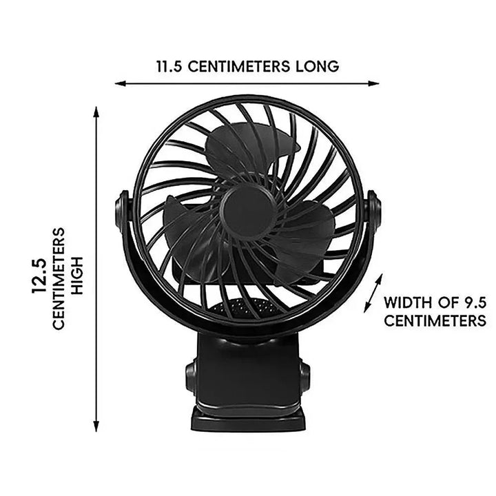 Rechargeable 720° Rotating Clip Fan with Nightlight – Portable & Versatile Cooling Solution | Stornfield