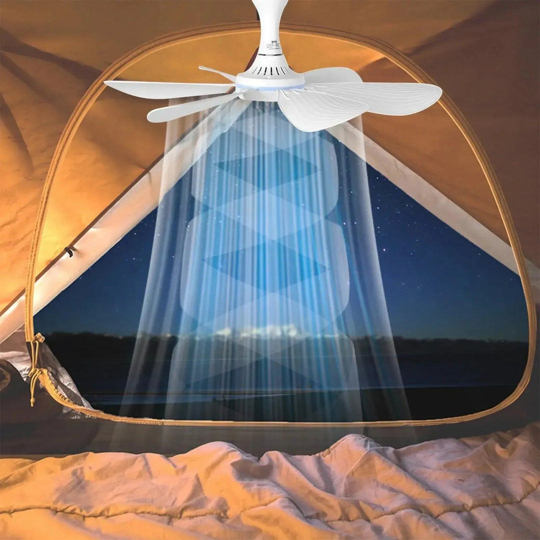 USB-Powered 6-Blade Ceiling Fan with Remote – Silent Hanging Fan for Camping & Bedrooms | Stornfield