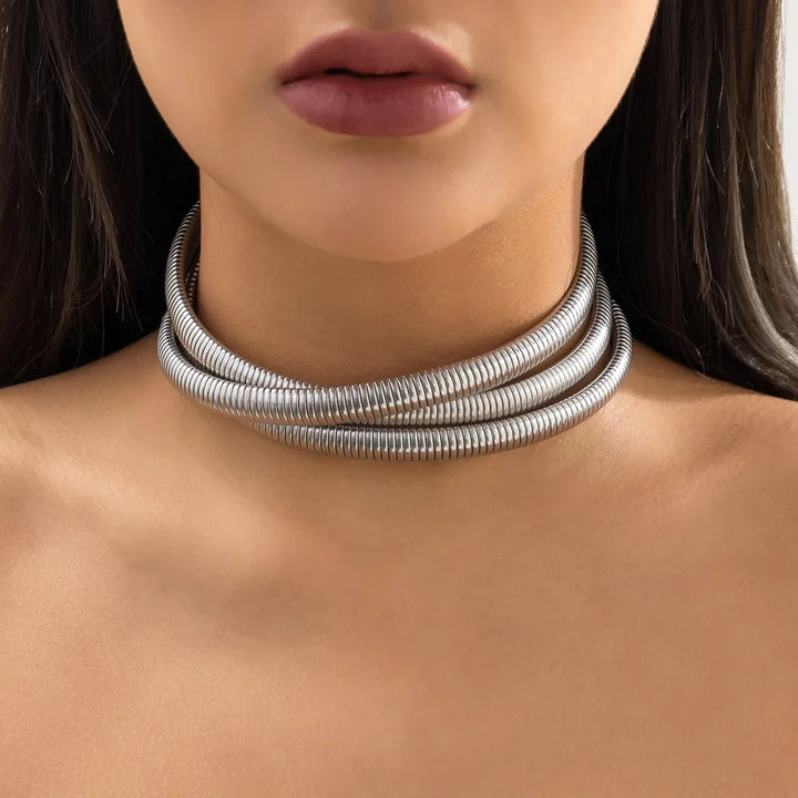 Stornfield | Triple Layer Stacked Chunky Choker Necklace