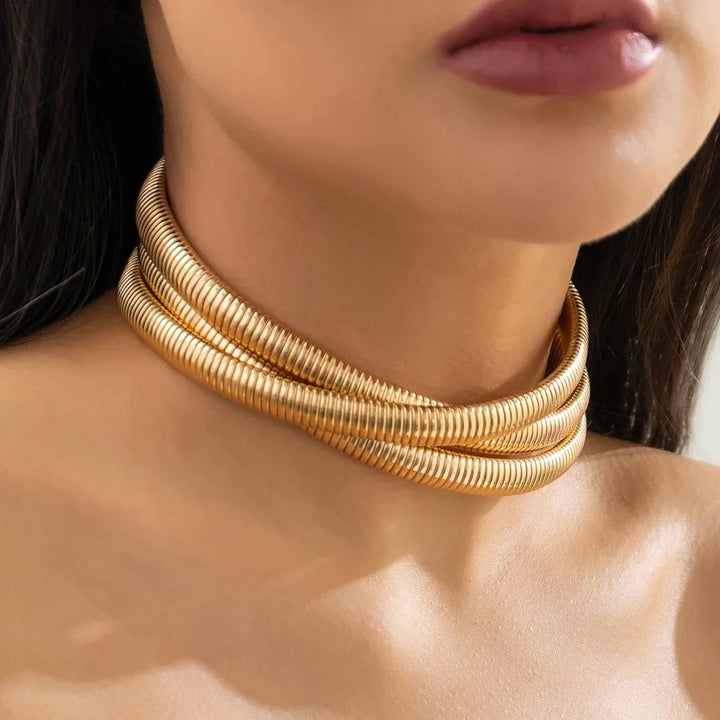 Stornfield | Triple Layer Stacked Chunky Choker Necklace