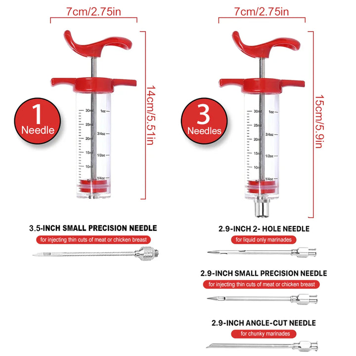 Turkey Meat Injector Syringe with 3 Marinade Injector Needles | Stornfield