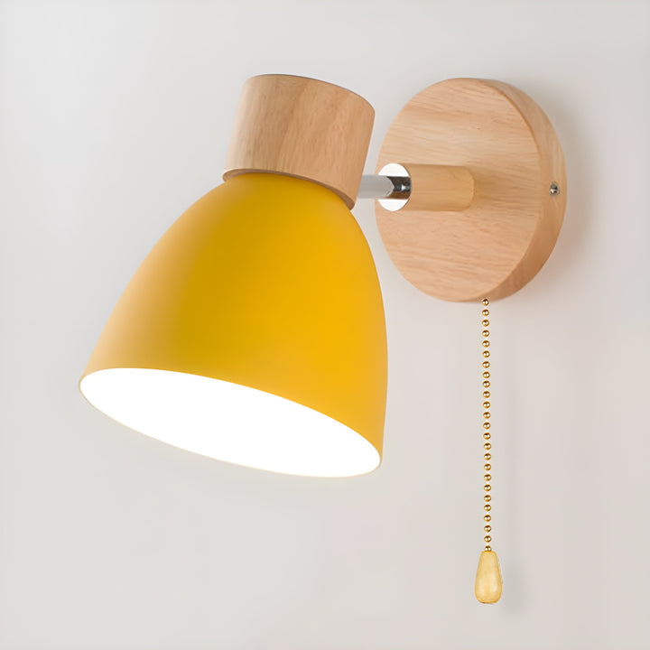 Stornfield | Nordic Wooden Wall Lamp with Switch for Bedroom