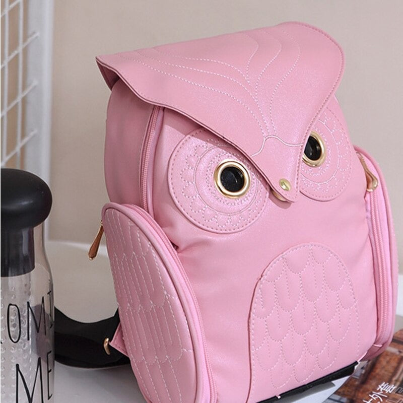 PU Leather Owl Print Backpack for Women – Multi-Pocket Design | Stornfield