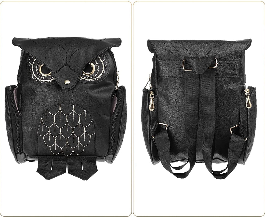 PU Leather Owl Print Backpack for Women – Multi-Pocket Design | Stornfield