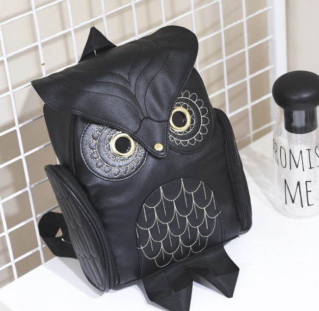 PU Leather Owl Print Backpack for Women – Multi-Pocket Design | Stornfield