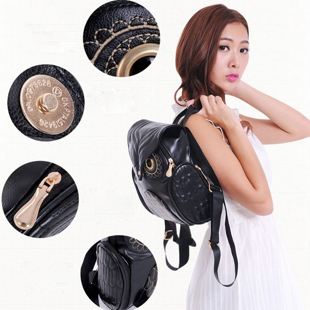 PU Leather Owl Print Backpack for Women – Multi-Pocket Design | Stornfield