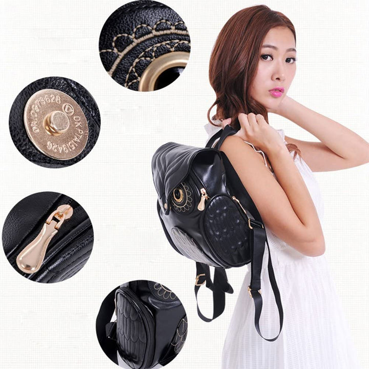 PU Leather Owl Print Backpack for Women – Multi-Pocket Design | Stornfield