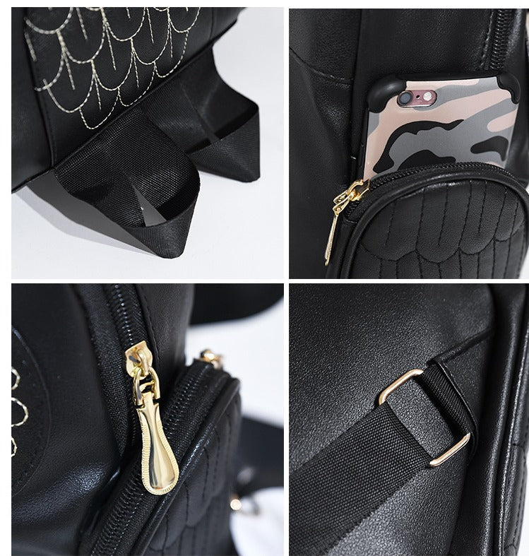 PU Leather Owl Print Backpack for Women – Multi-Pocket Design | Stornfield