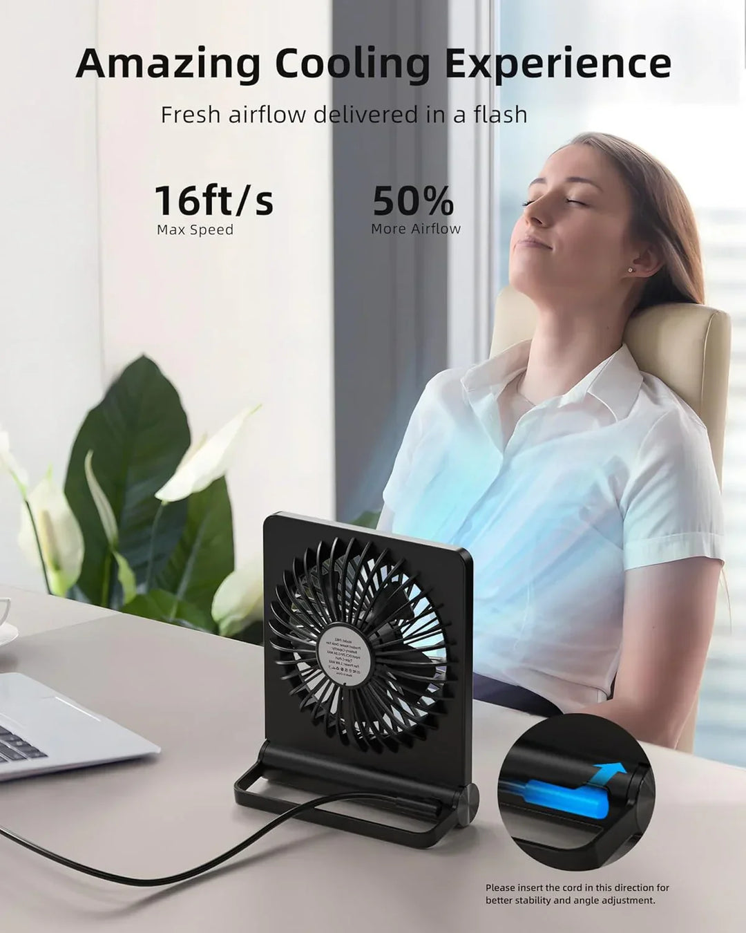 Ultra Quiet USB Desk Fan - Powerful - Compact - Energy Efficient | Stornfield