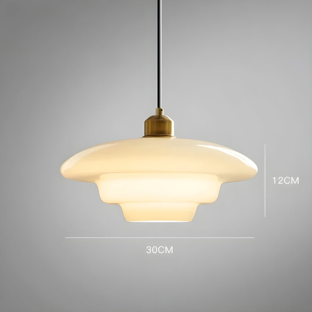 AuraBeam Light – Minimalist Ivory Colored LED Pendant Lamp made of Glass | Stornfield