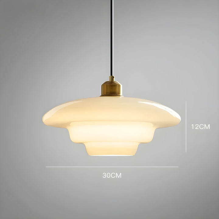 AuraBeam Light – Minimalist Ivory Colored LED Pendant Lamp made of Glass | Stornfield