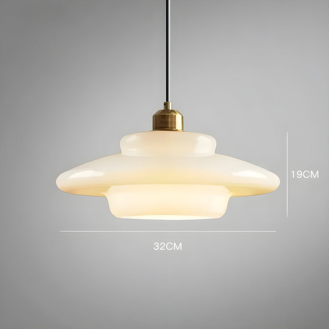 AuraBeam Light – Minimalist Ivory Colored LED Pendant Lamp made of Glass | Stornfield