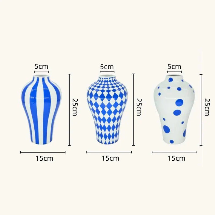 Vibrant Blue Geometric Ceramic Vase Modern Home Decor | Stornfield