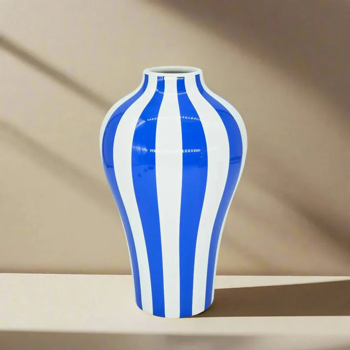 Vibrant Blue Geometric Ceramic Vase Modern Home Decor | Stornfield