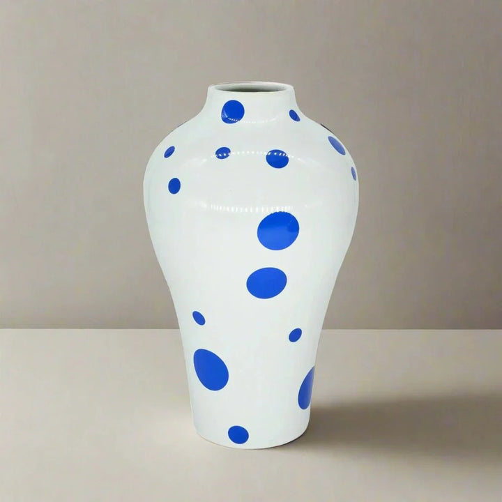 Vibrant Blue Geometric Ceramic Vase Modern Home Decor | Stornfield