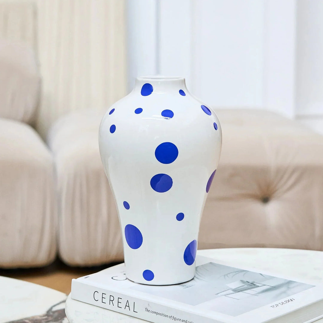 Vibrant Blue Geometric Ceramic Vase Modern Home Decor | Stornfield
