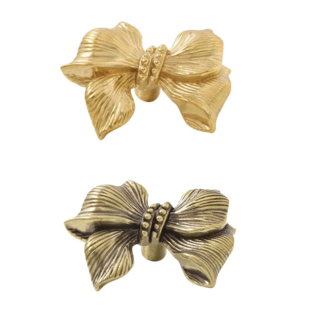 Vintage Bow Tie Shaped Single Hole Retro Brass Drawer Knobs | Stornfield